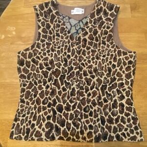 Animal Print Vest Gotcha Covered Women's Size Small S‎ Vintage EUC
